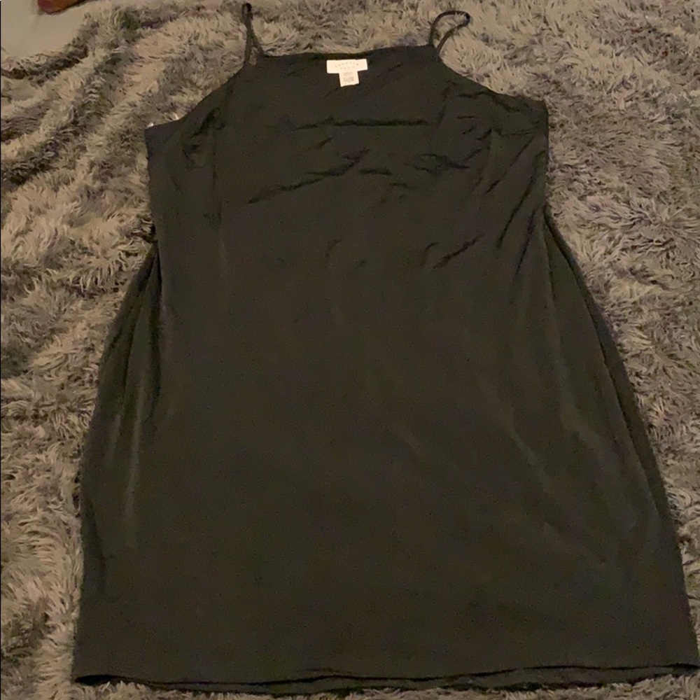 NWOT Black sateen tank dress